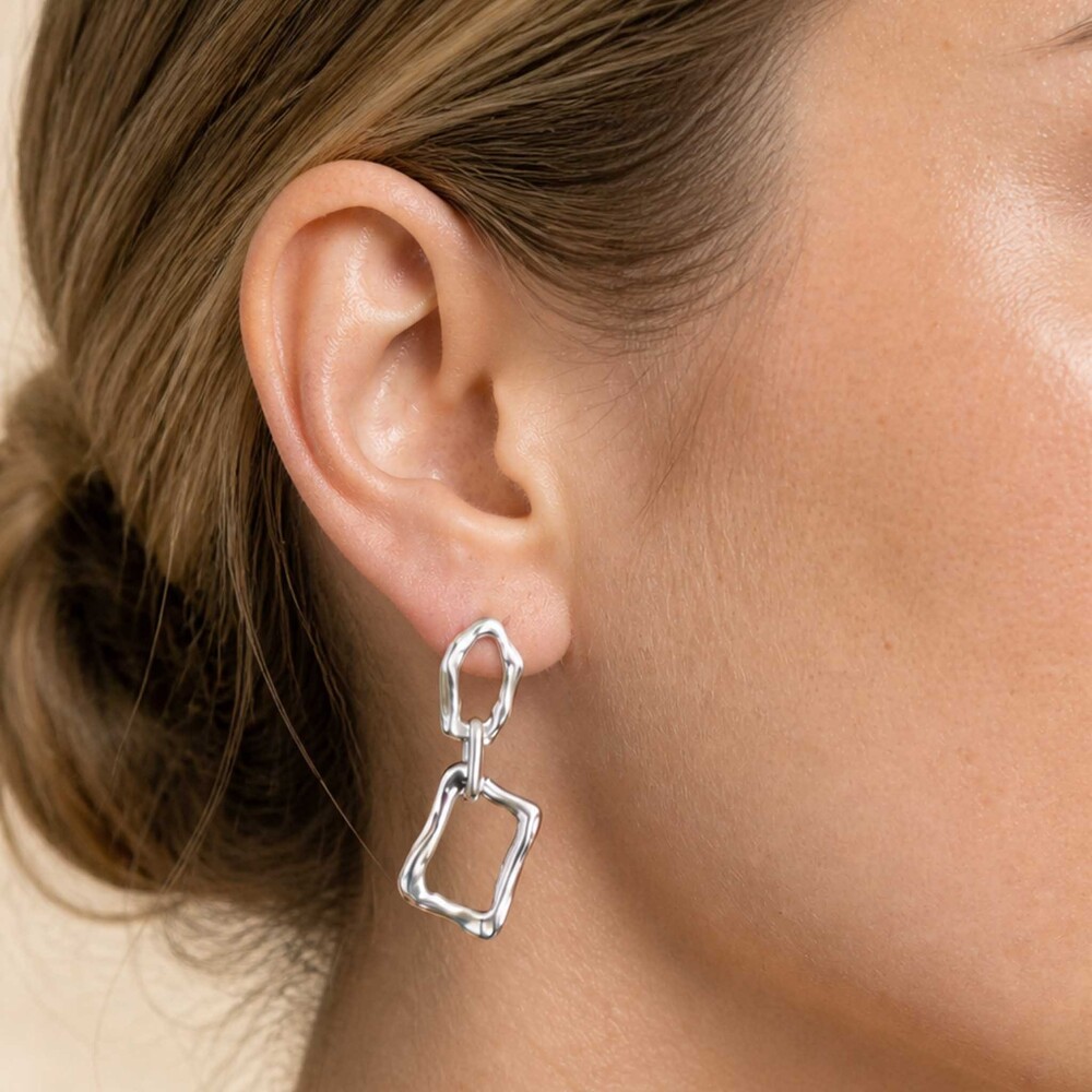 Museori Sterling Silver Statement Dangle Earrings Linked Frames - Picture 3 of 4